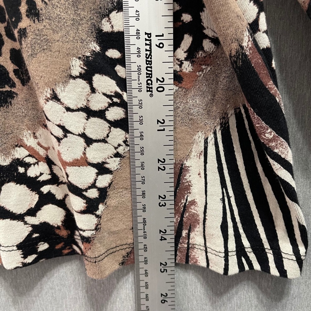 Jess & Jane Wilderness Top Womens 1X Brown Animal Print Rhinestone USA Safari - Picture 4 of 7